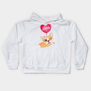 cute little corgi love valentine tshirt Kids Hoodie